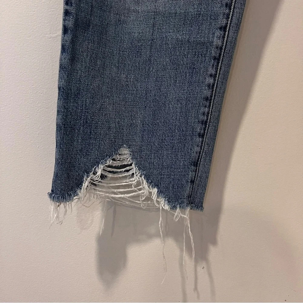 Pistola Women’s Jeans light Wash Distressed Raw Hem Cropped Straight Leg